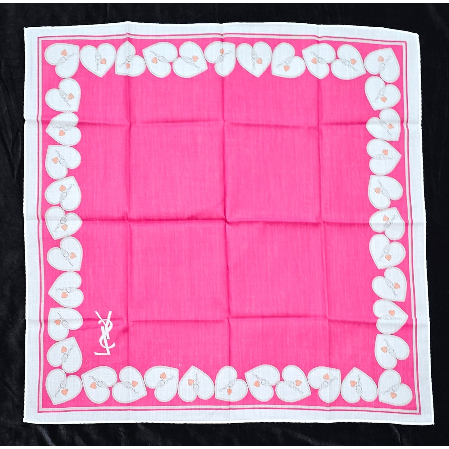 Yves Saint Laurent Silk Heart Design Handkerchief