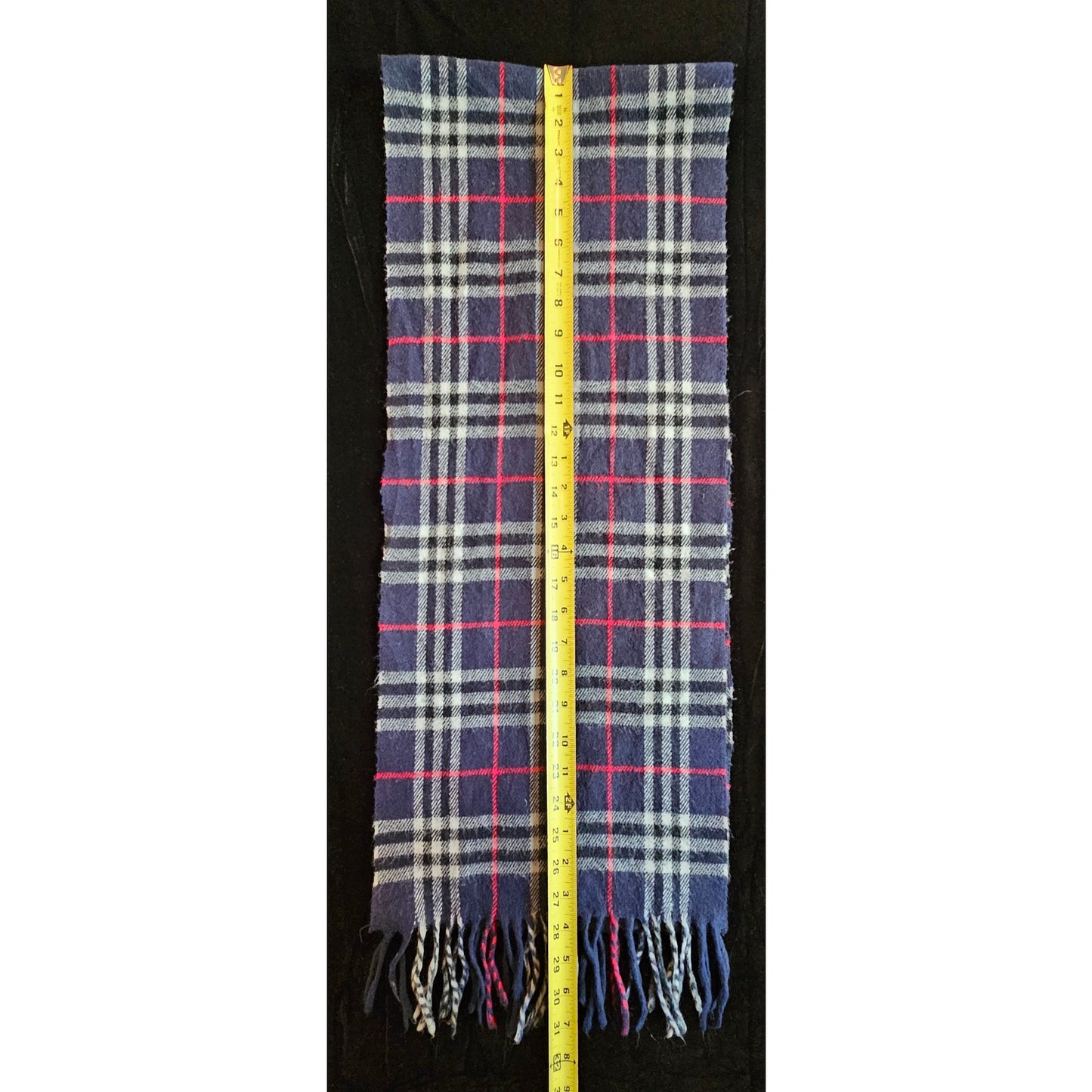 BURBERRYs of London 100% Lambswool Blue Scarf Shawl Nova Check Vintage Made In England