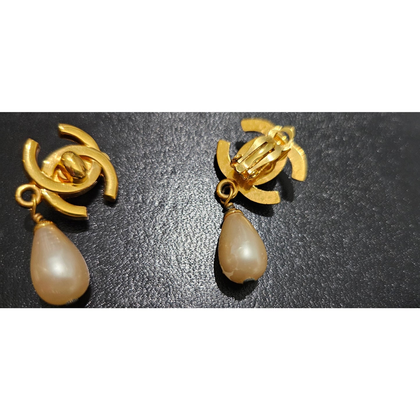 Chanel Classic CC Turnlock and Pearl Drop Earrings 24K Gold Plated