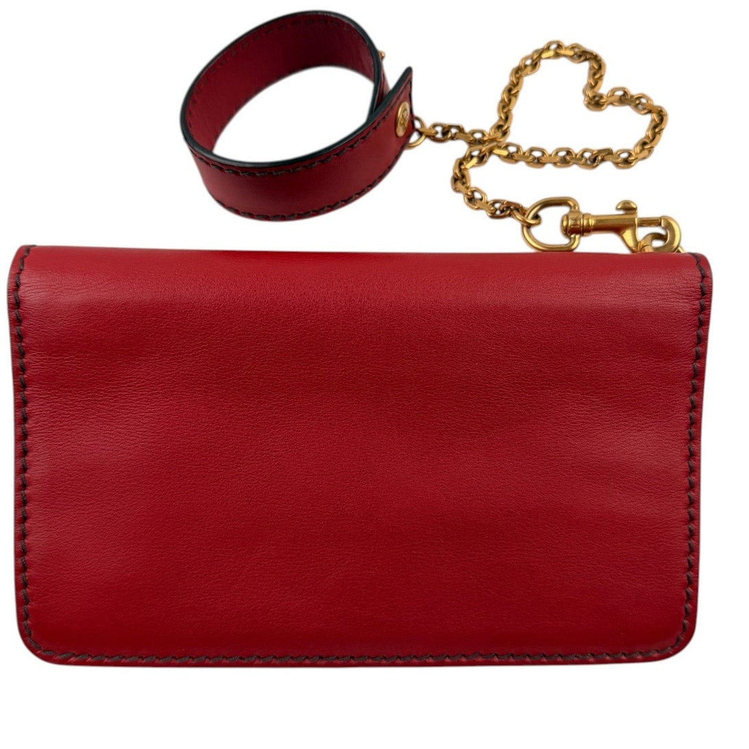 Dior Dioramour Red Clutch with Chained Wristlet
