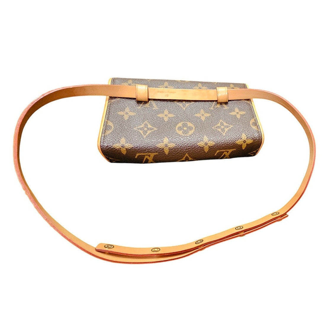 Louis Vuitton Pochette Florentine Monogram (With Snap Leather Belt) Brown XS