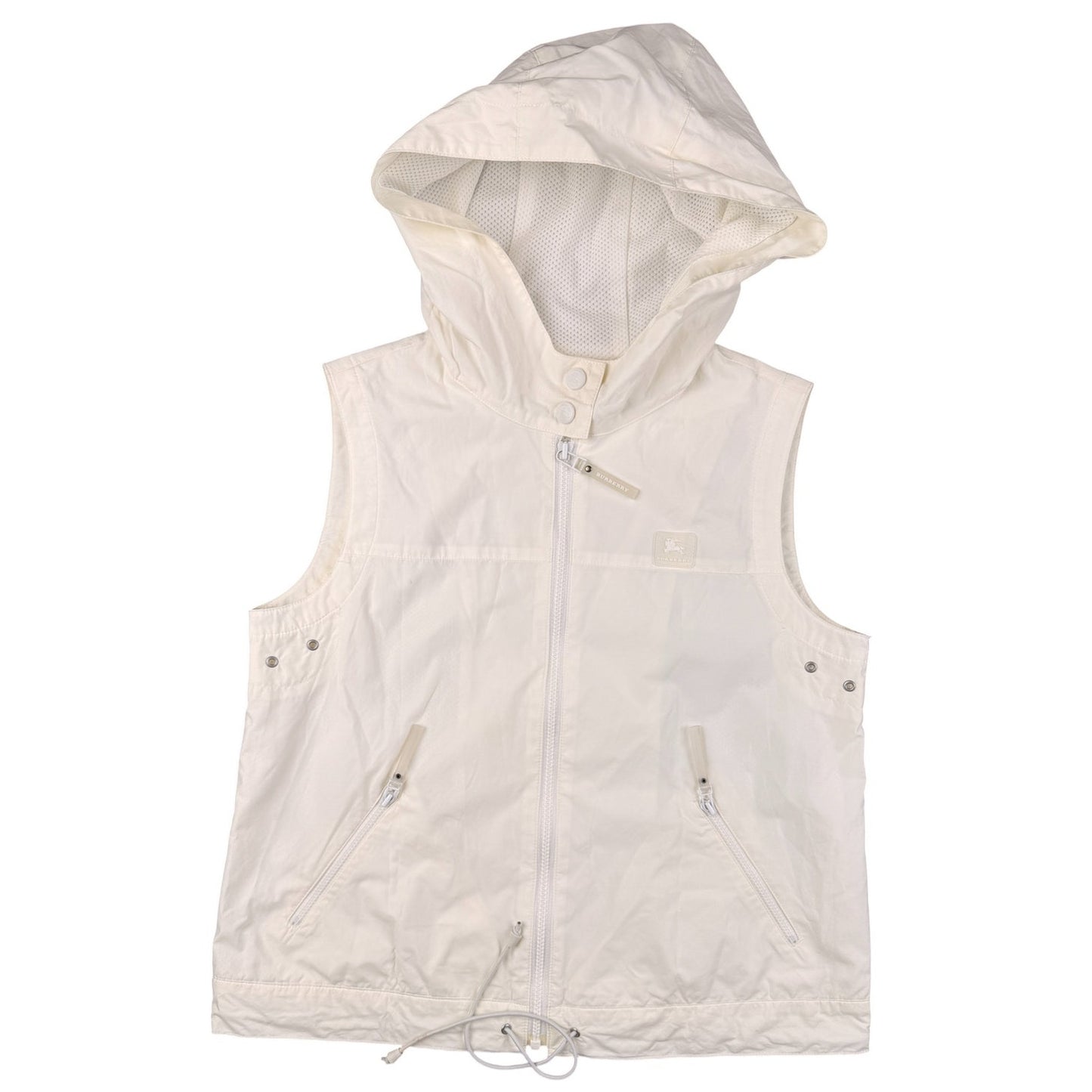 Burberry Hooded Lest Sleeveless White Vintage Vest XS Women
