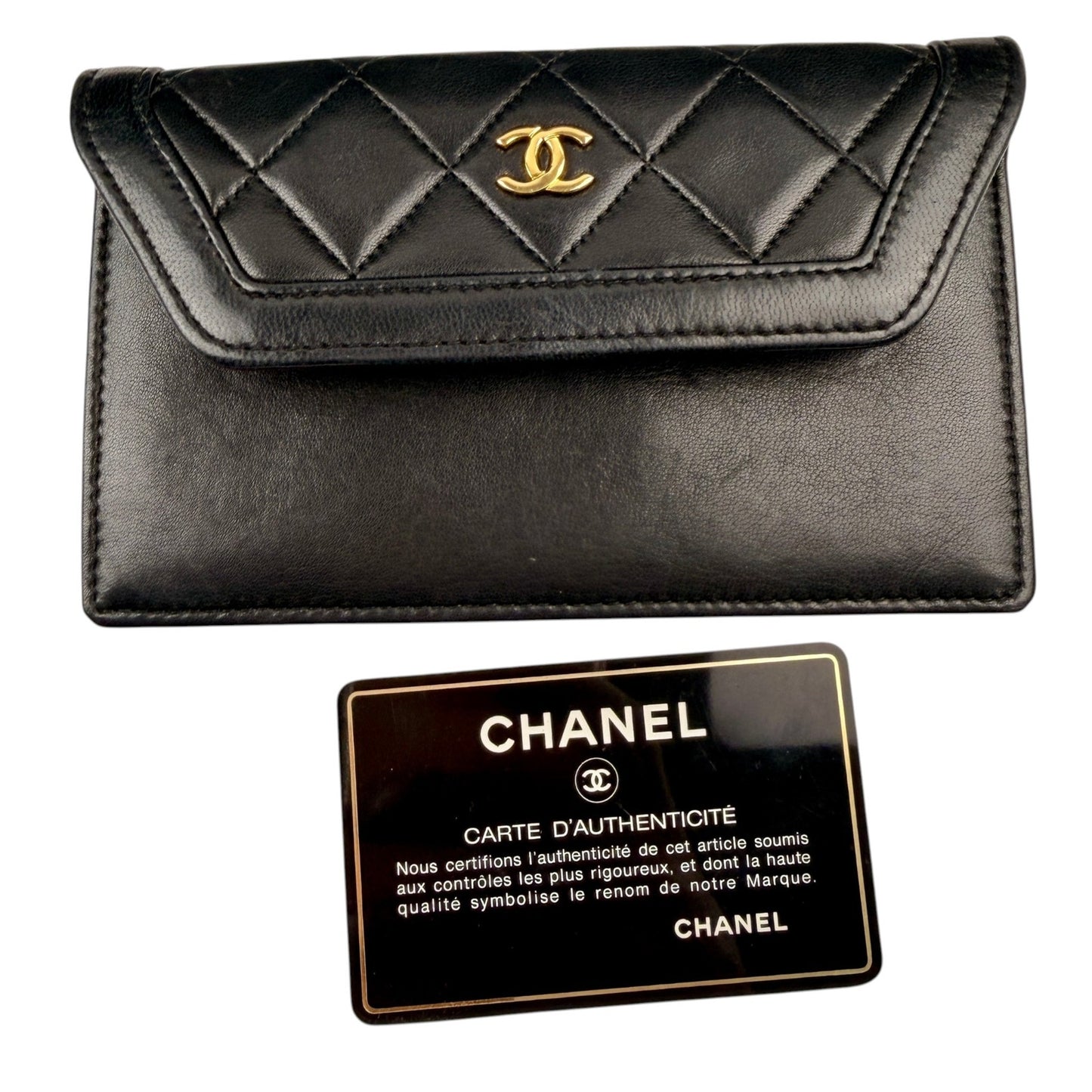 Chanel Vintage Black Quilted Trapezoid Flap Shoulder Bag with Wallet