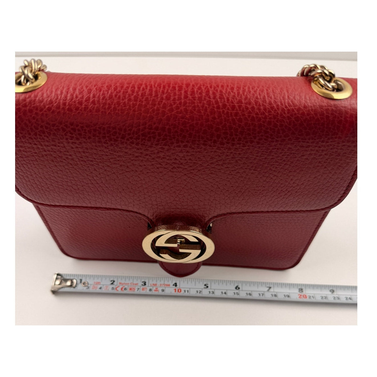 Gucci Interlocking G Leather Shoulder Bag Red