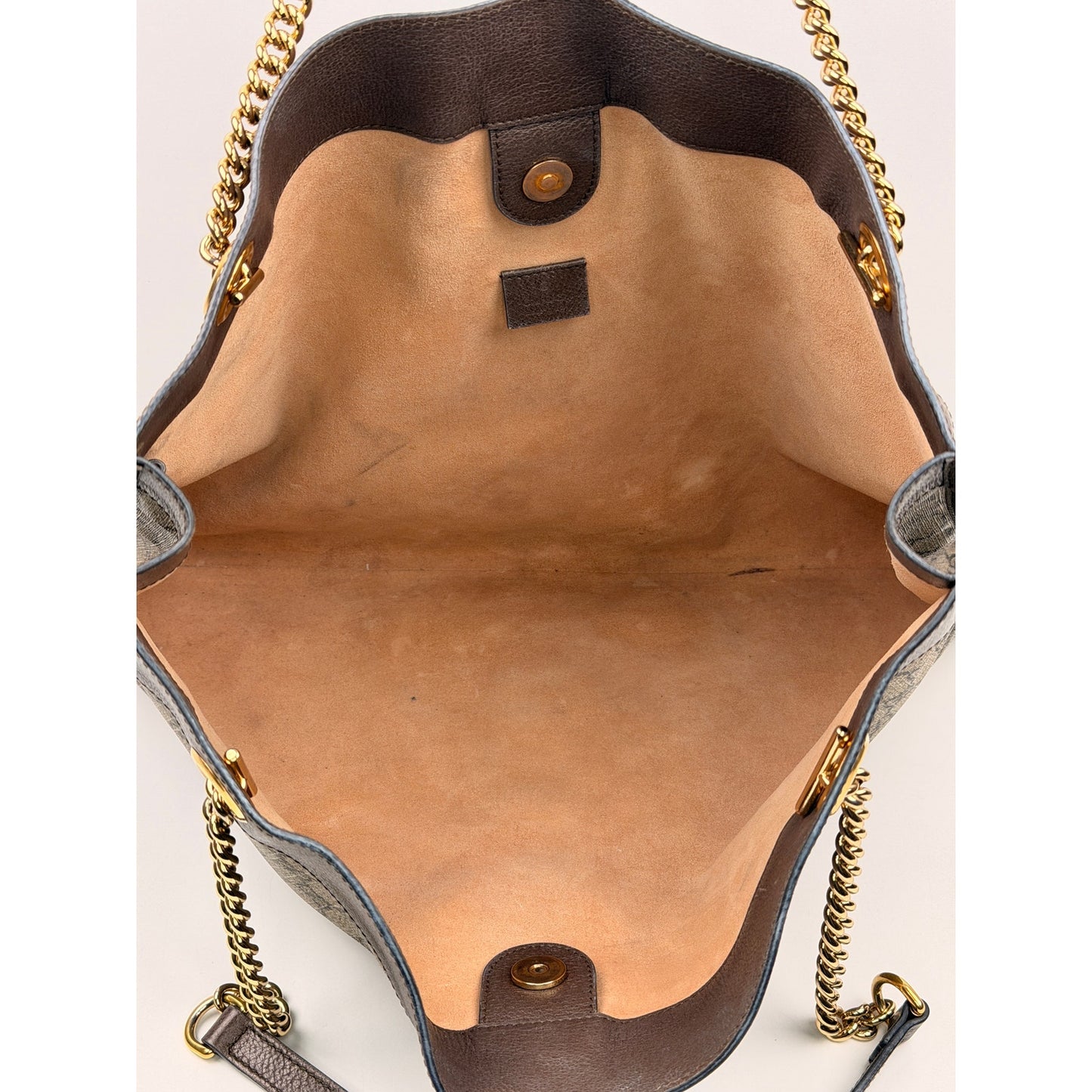 Gucci Rajah Large Tote Bag in GG Supreme canvas, featuring a tiger head detail and chain straps