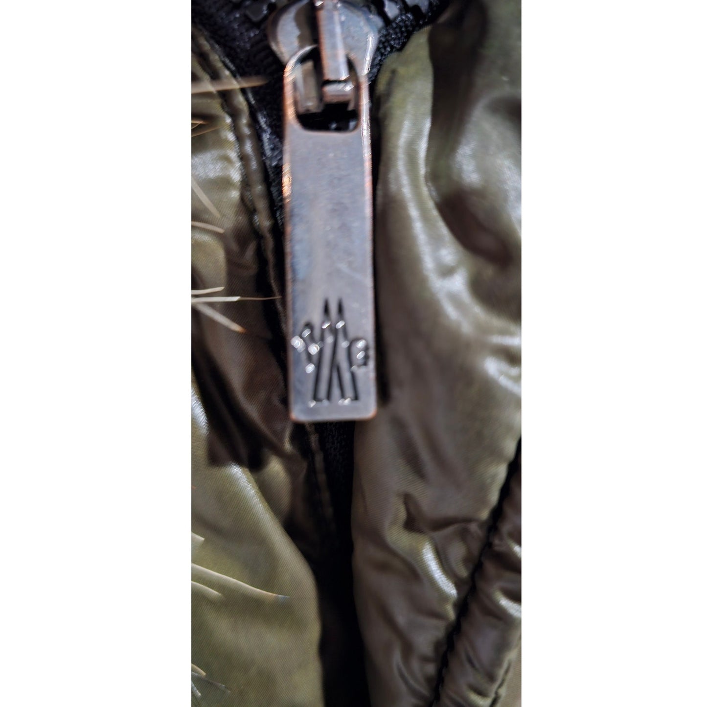 Moncler Down Hooded Jacket with Genuine Fur Olive Green