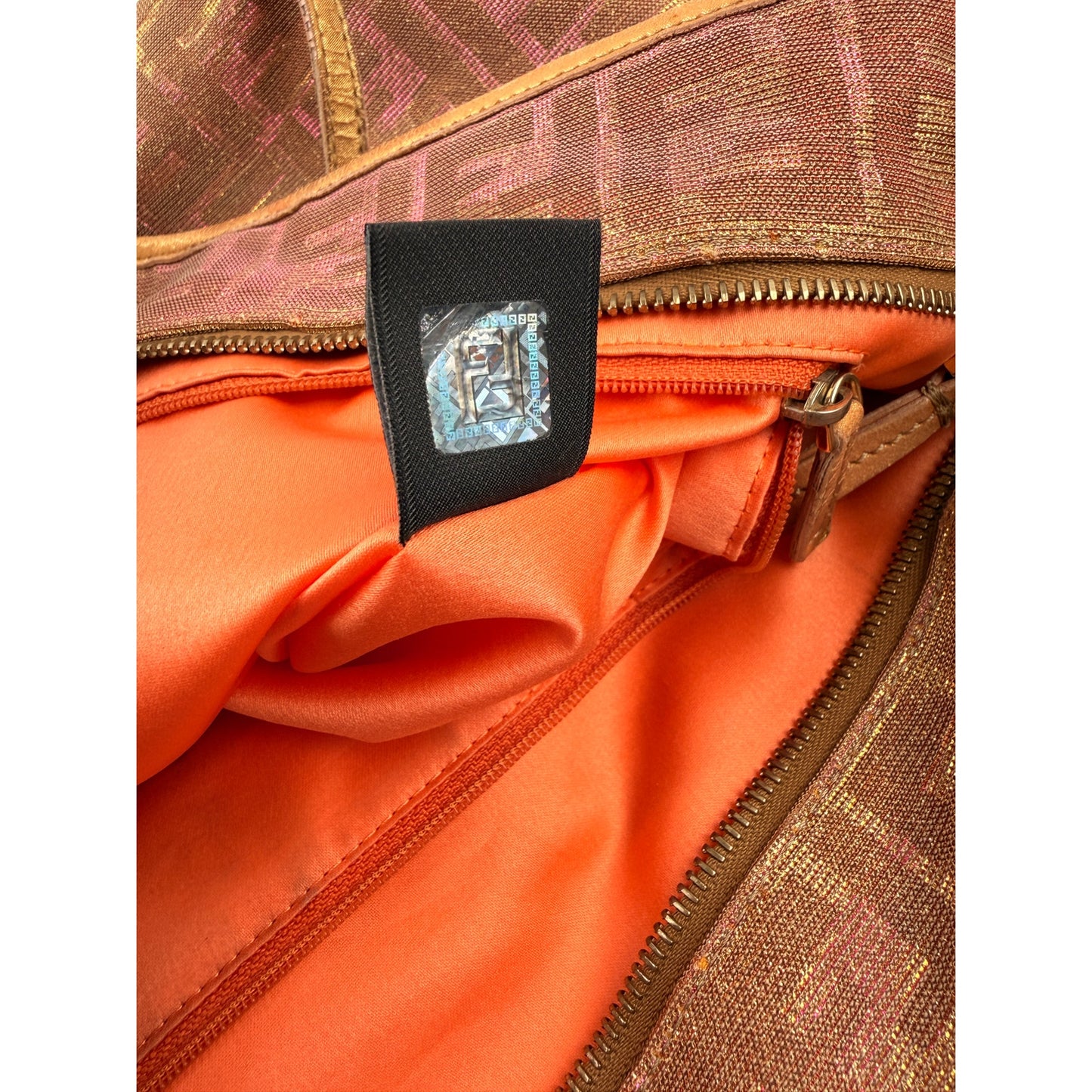 FENDI Metallic Lurex Zucca Roll Shopping Tote