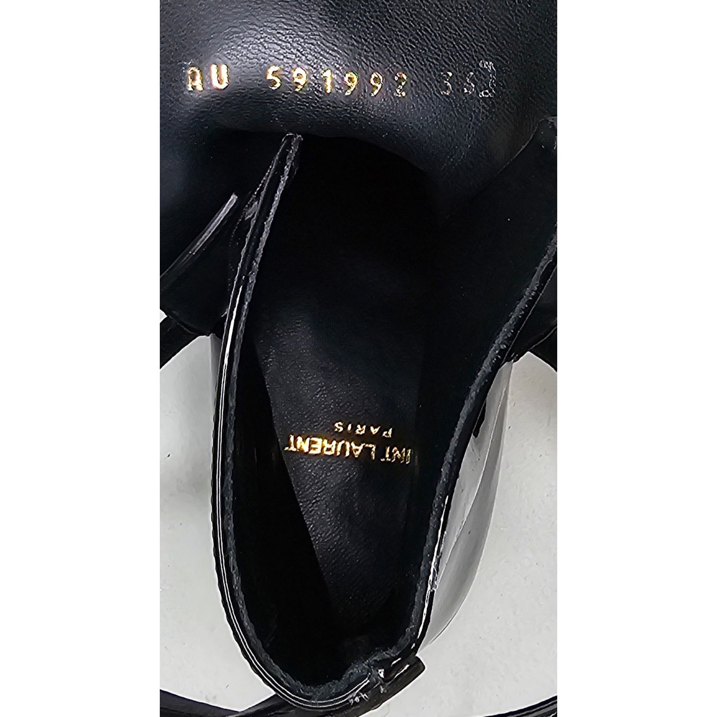 Saint Laurent Clementi Ankle Boot in black patent leathe