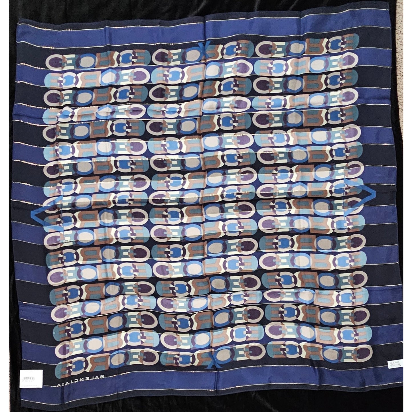 NWT Vintage Balenciaga Geomatric Abstract Baroque Theme Silk Scarf