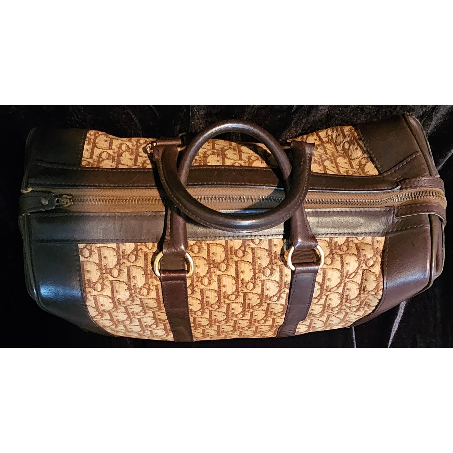 CHRISTIAN DIOR 1960s RARE Early Oblique Monogram Box Travel Bag