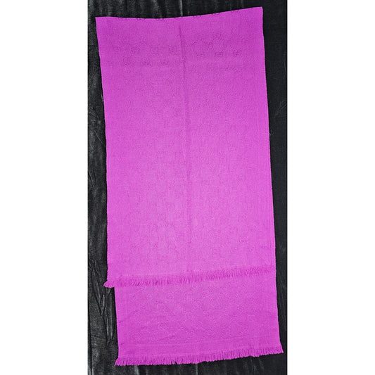 Gucci Muffler Stole Wool GG Pattern Fringe Purple