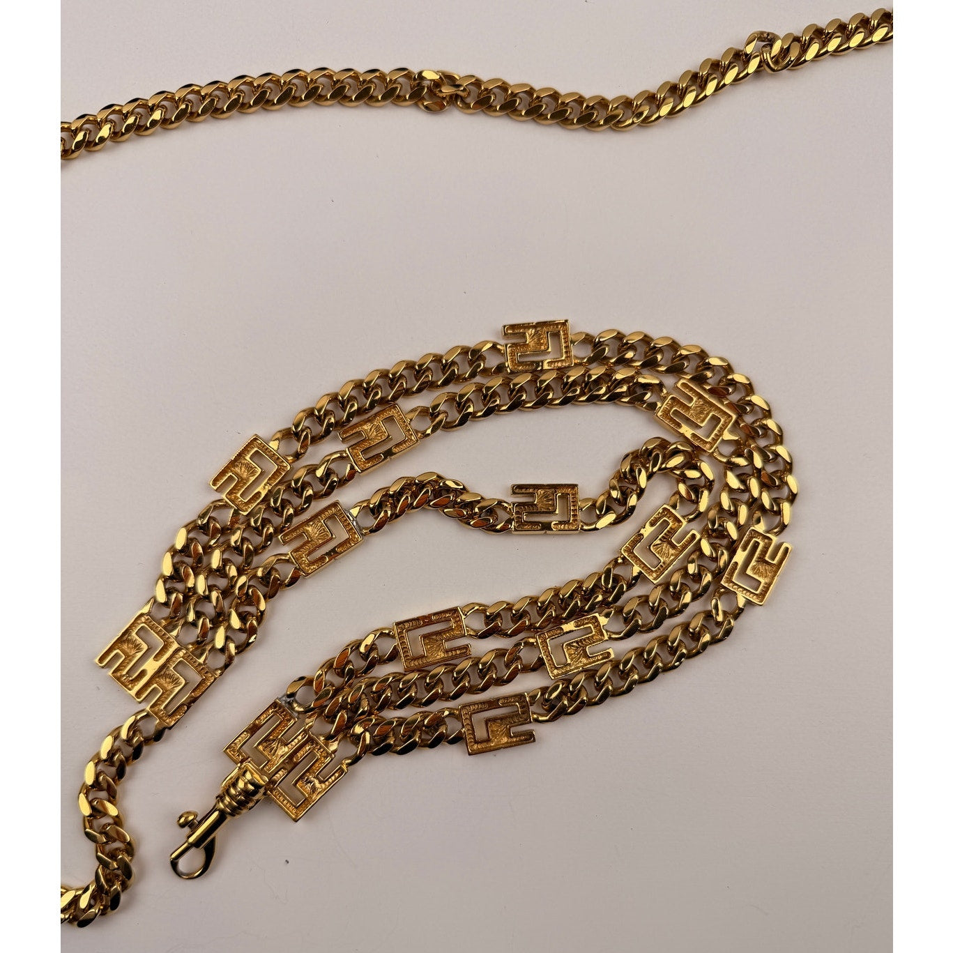 St. John Gold SJ Logo Layered Chain Belt Vintage