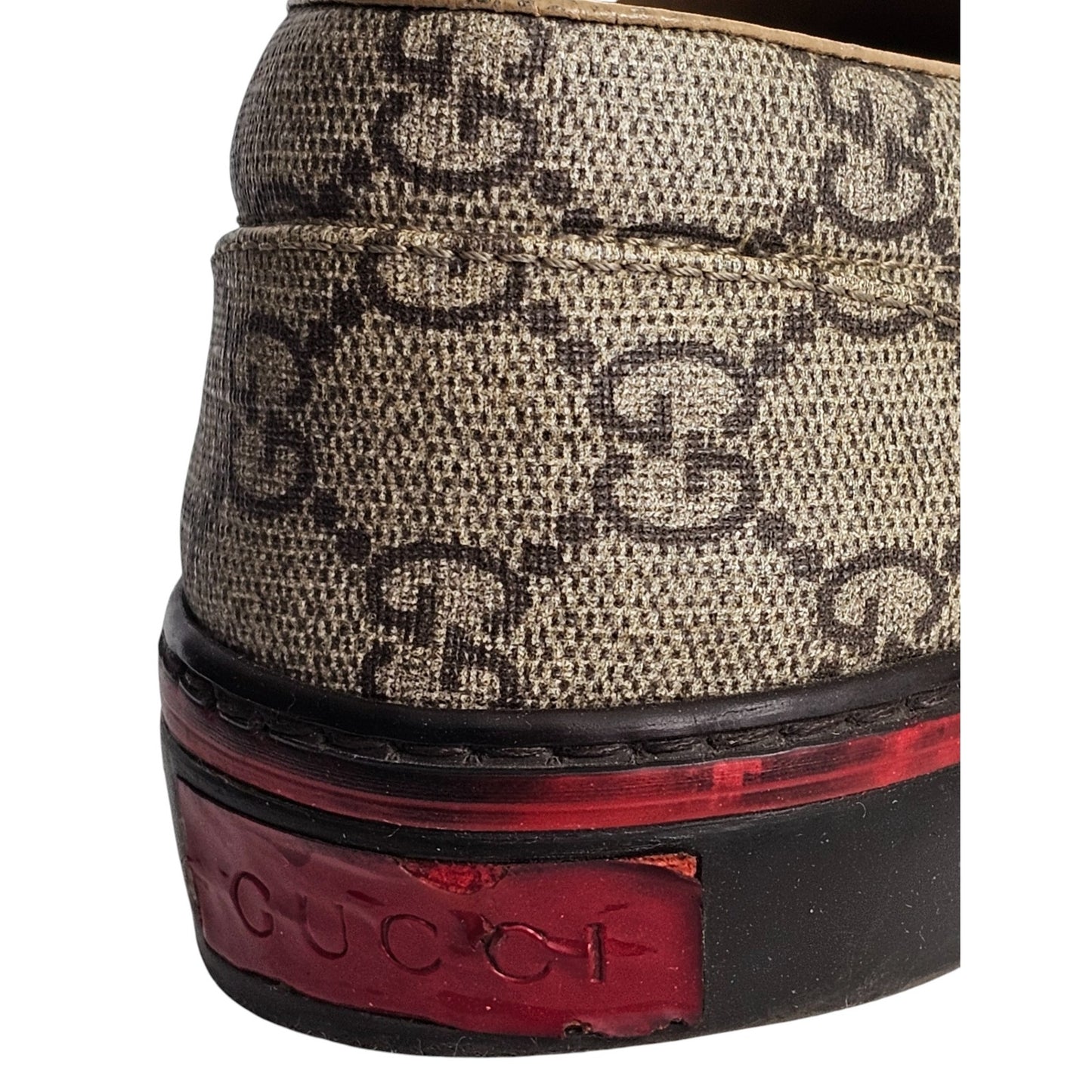 Gucci GG Supreme coated canvas slip-on loafers with heart and rose appliqués Sz 36C