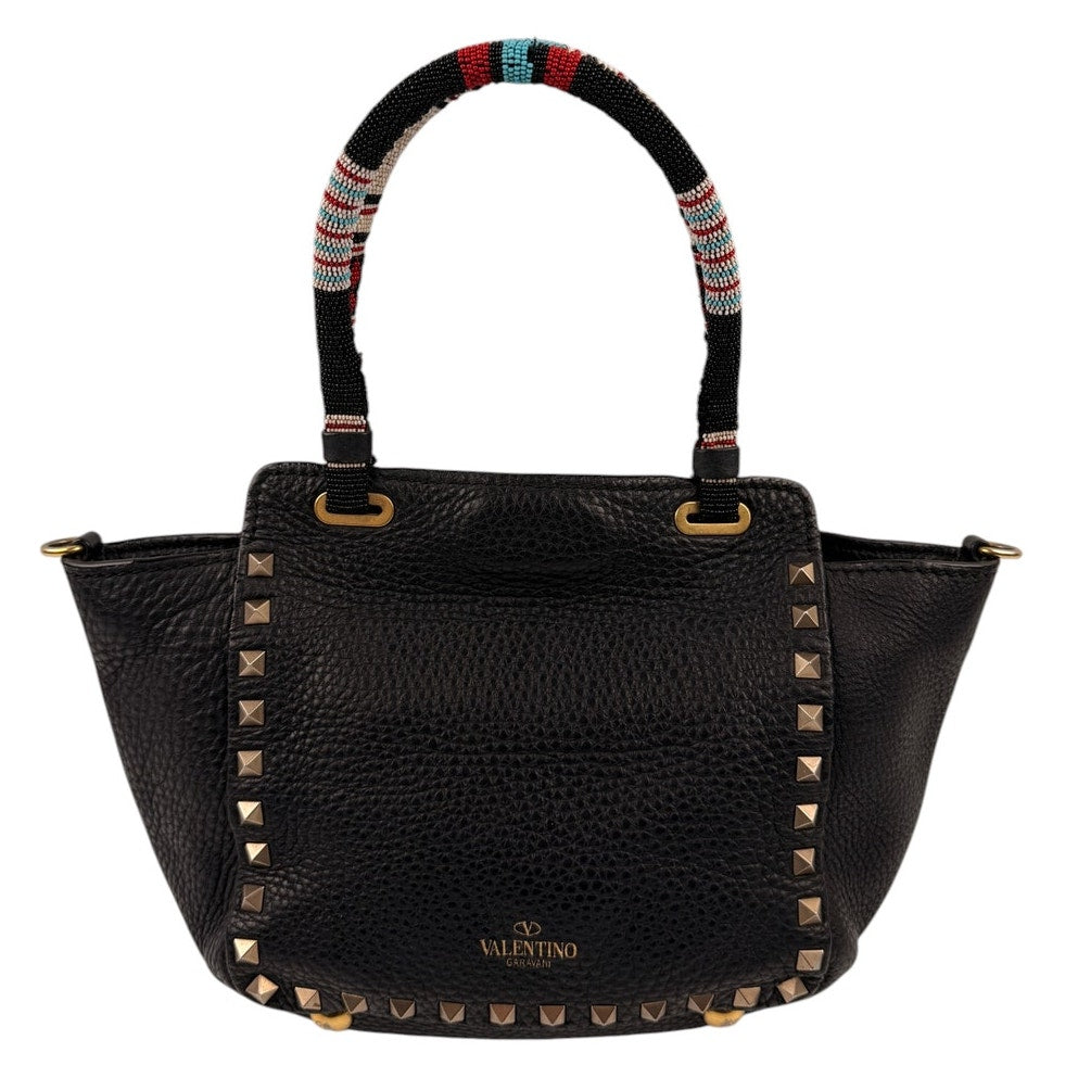 Valentino  Rockstud Mini Tote with Beaded Top Handle