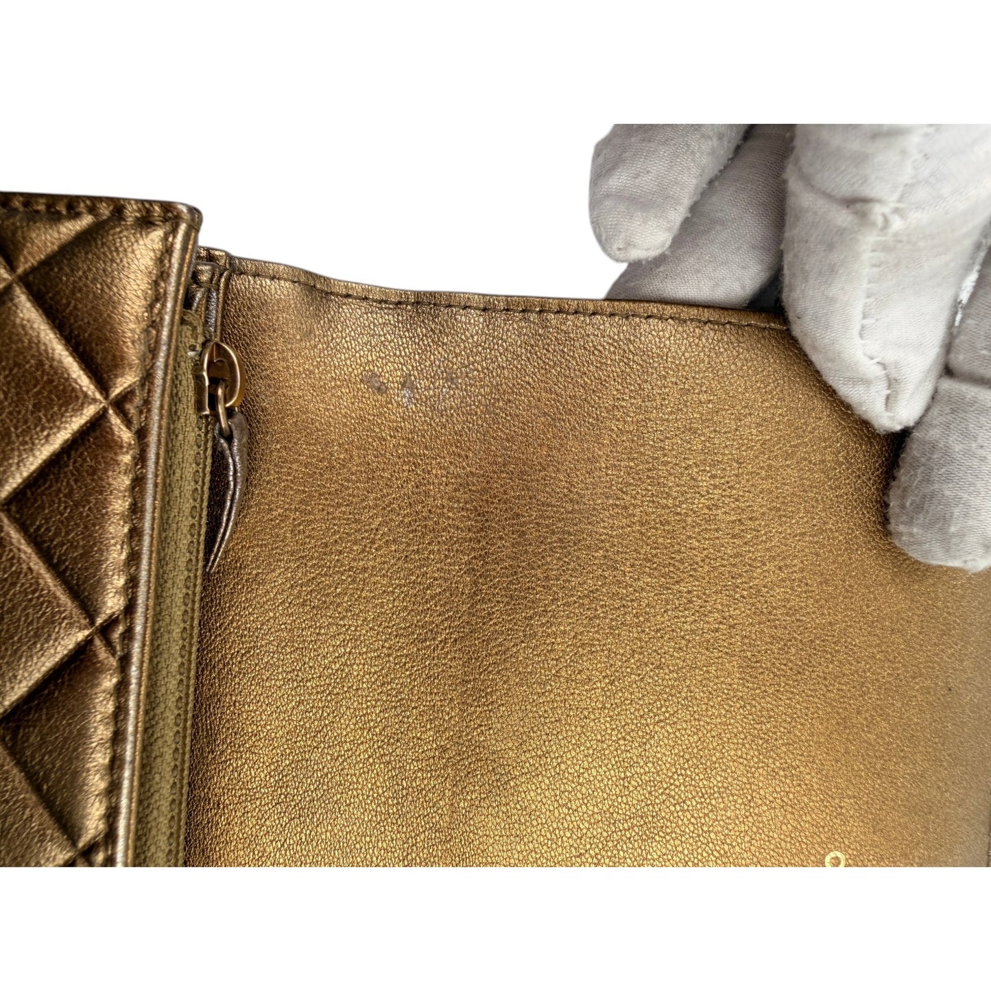 CHANEL Coco Mark Gold Matelasse Flap Wallet