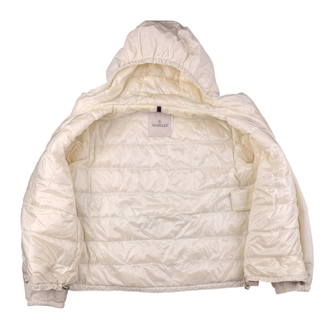 Moncler Argent Floral Rhinestone Polyester Down Jacket, Ivory S/M