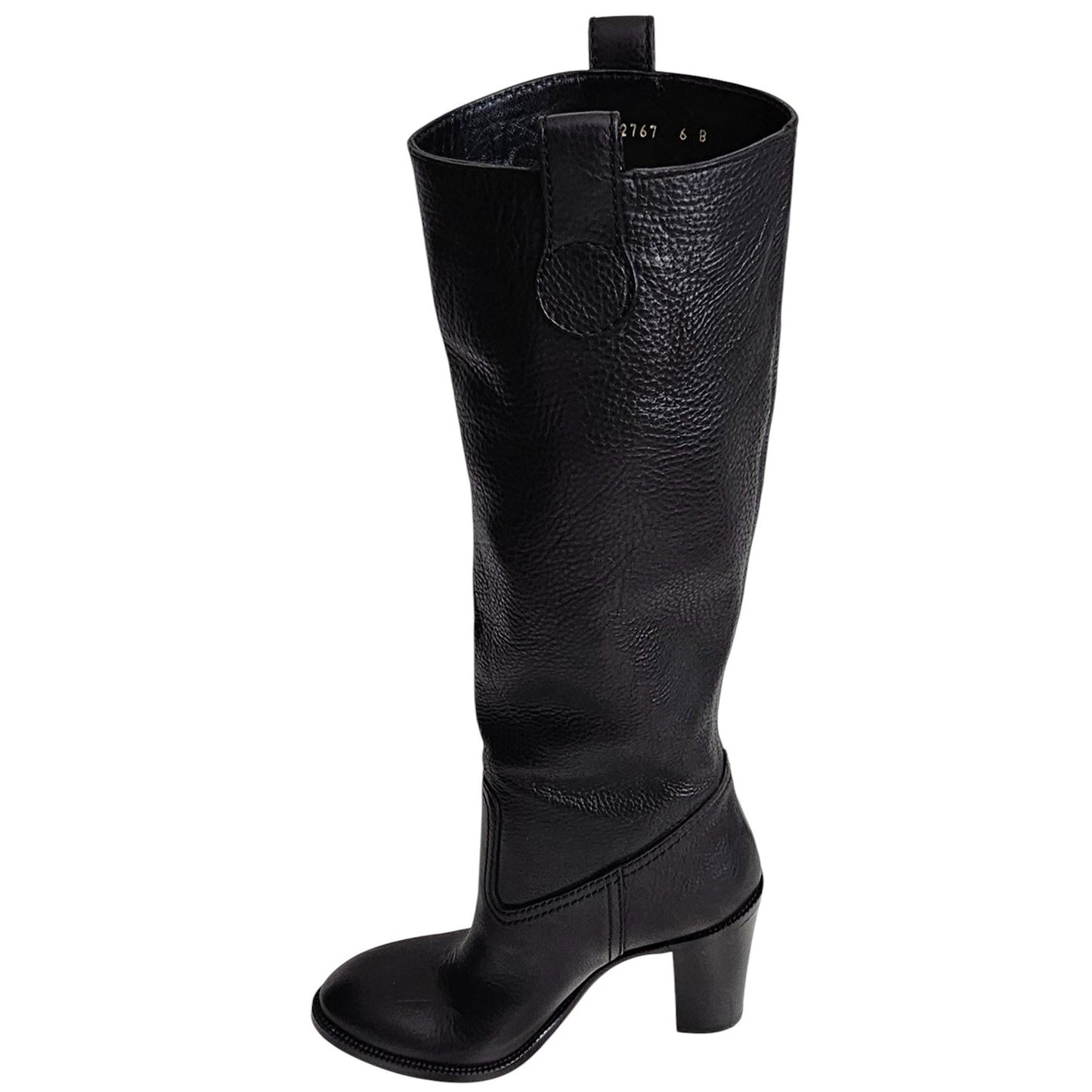 Gucci Leather Tall Knee Boots w/ Script Logo Size 6B