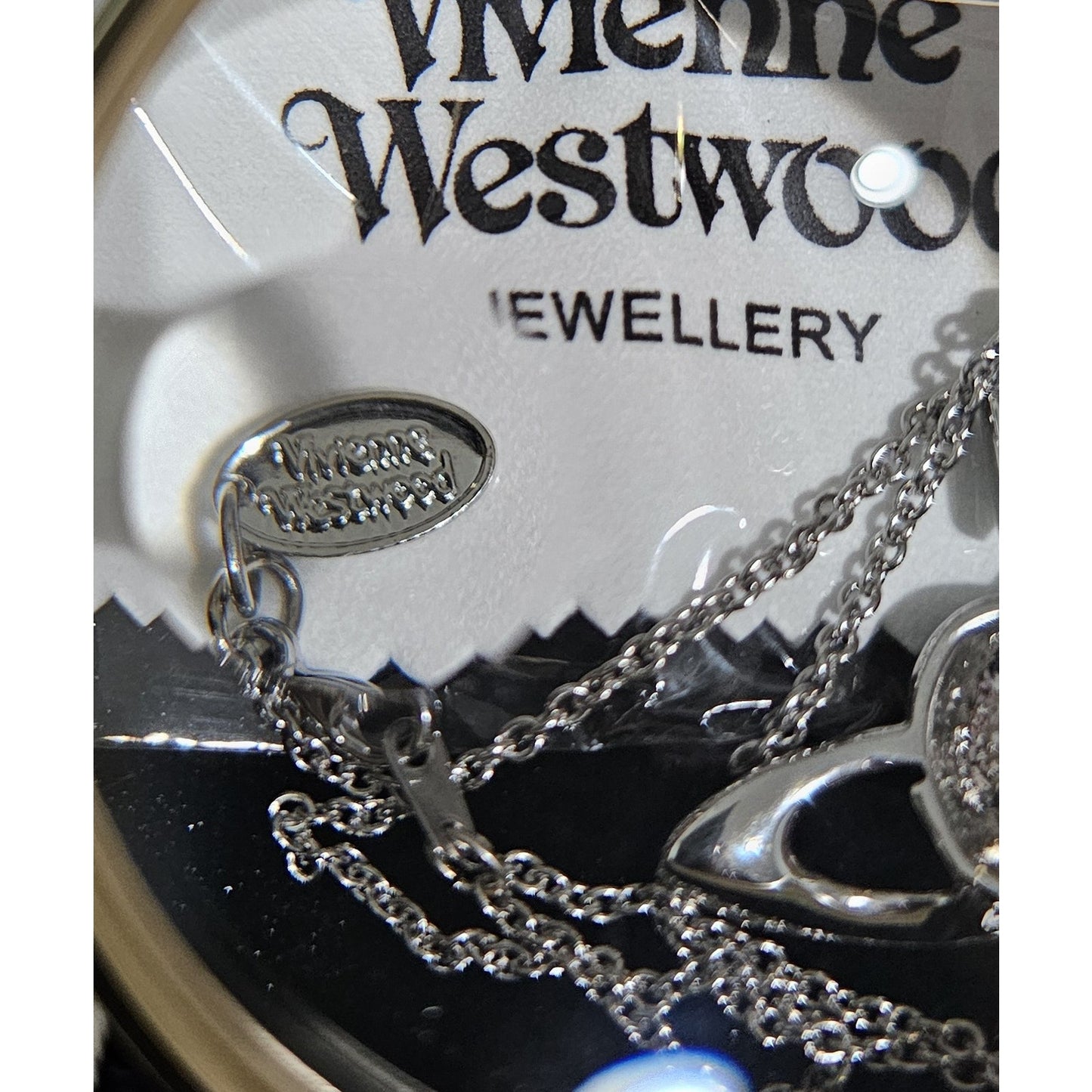 Vivienne Westwood Necklace Large Orb Heart Silver Black