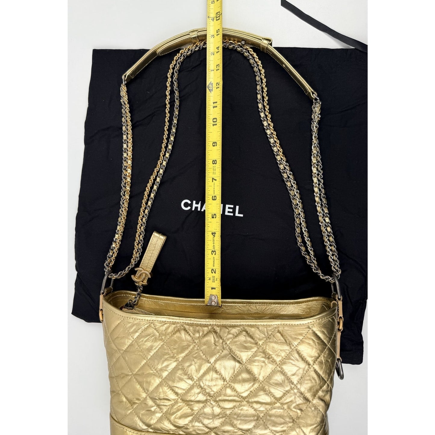 Chanel Gabrielle Gold Aged Calfskin Large Leather Handbag