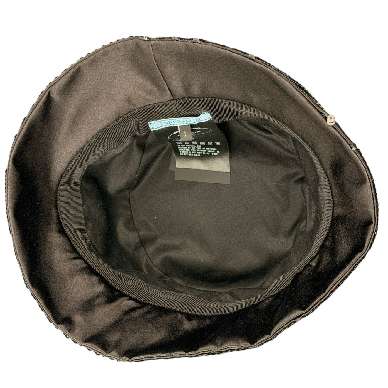 Prada logo-embellished sequined black bucket hat -LARGE