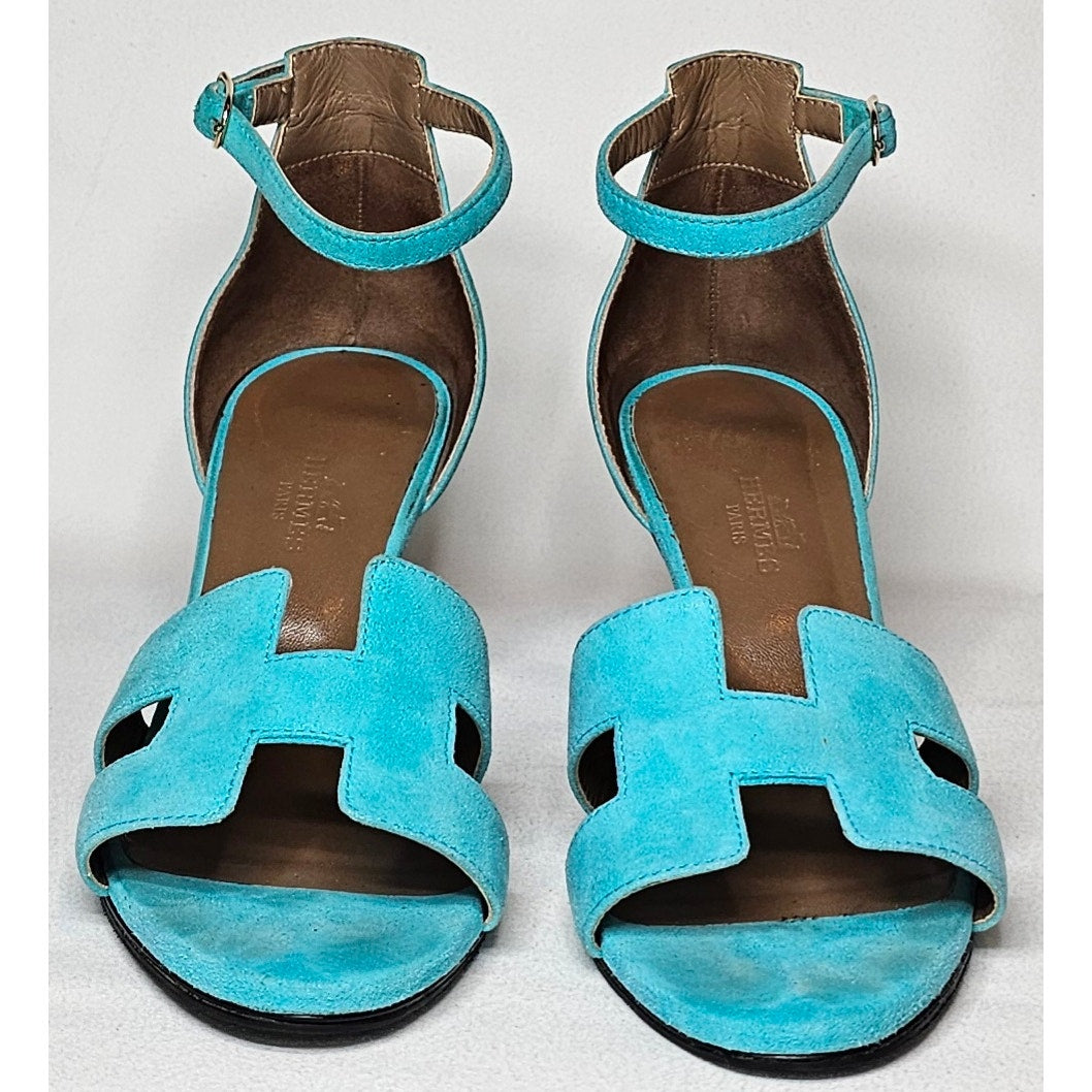 Hermès Legend Turquoise Suede Sandals