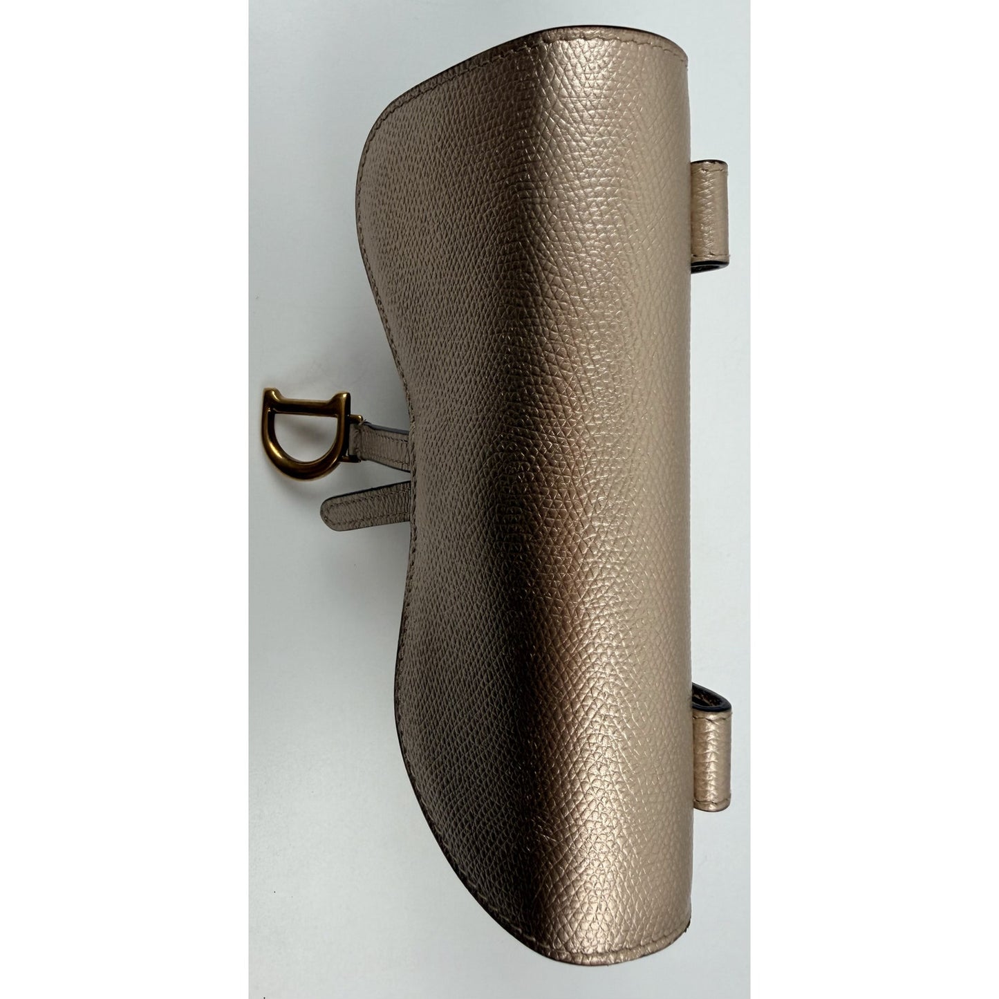 Christian Dior Metallic Grained Calfskin Saddle Belt Bag in gold