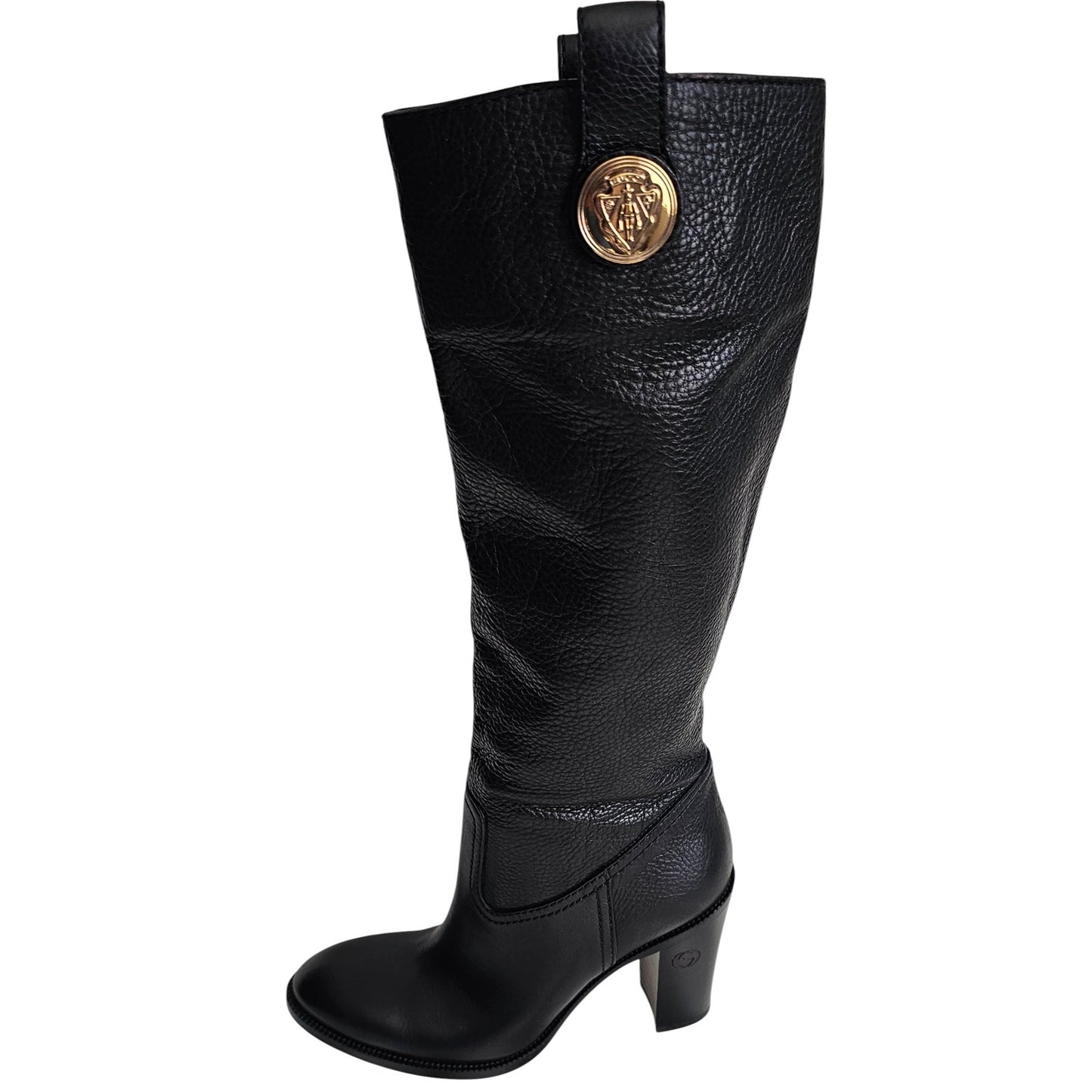 Gucci Leather Tall Knee Boots w/ Script Logo Size 6B