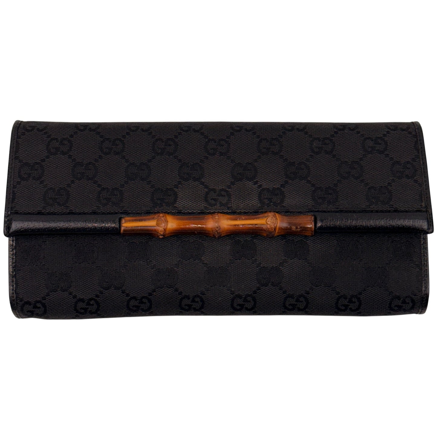 GUCCI GG Canvas Bamboo Clutch/ Shoulder Bag/ Crossbody Bag