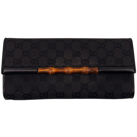 GUCCI GG Canvas Bamboo Clutch/ Shoulder Bag/ Crossbody Bag