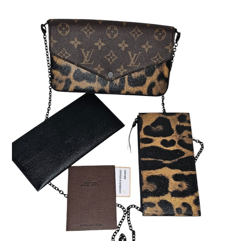 Louis Vuitton Felicie Pochette Monogram Canvas and Wild Animal Print