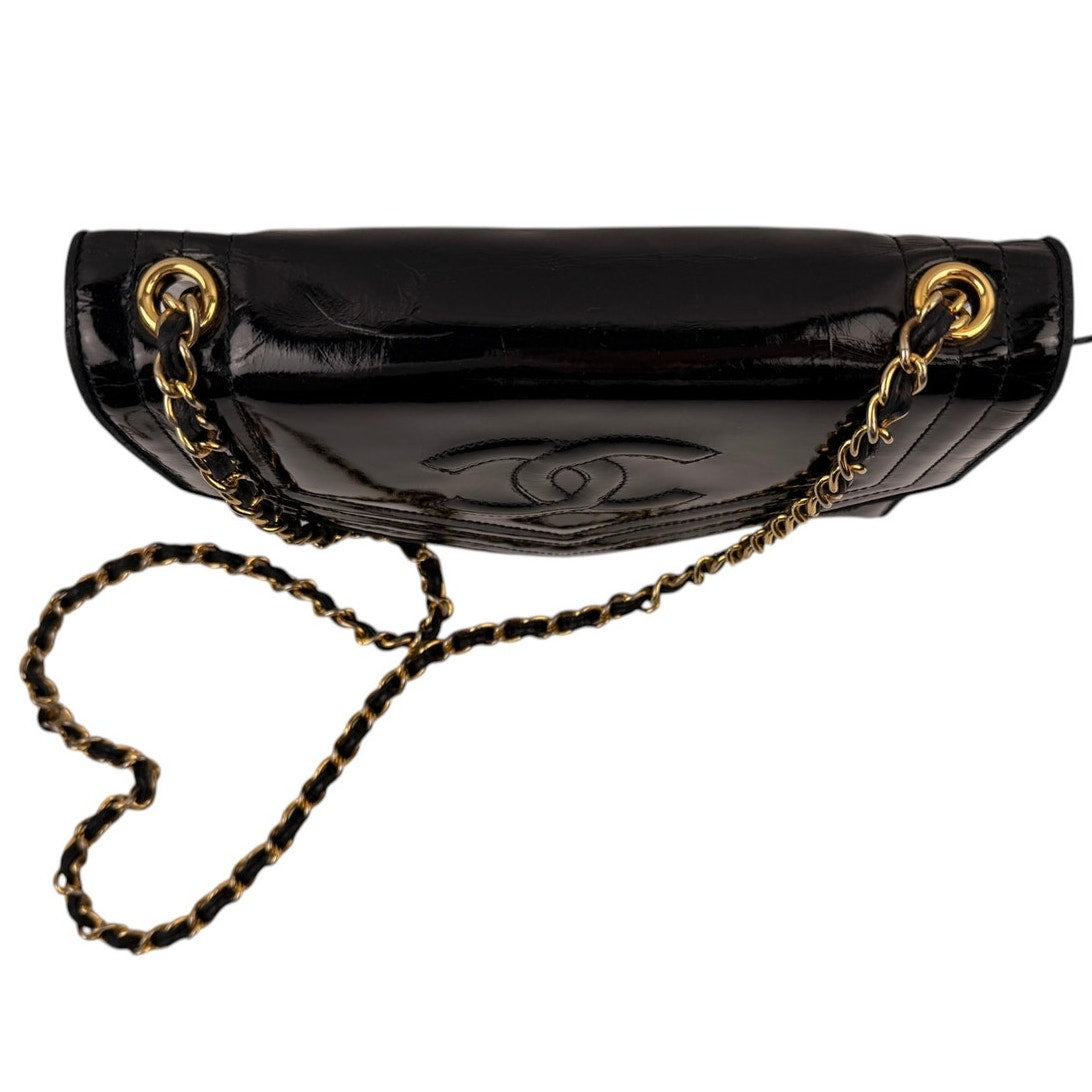 Chanel  Vintage CC Black Patent Envelope Flap Bag
