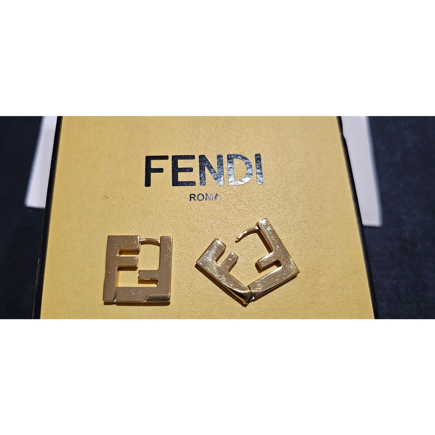 Fendi Gold FF Logo Earrings