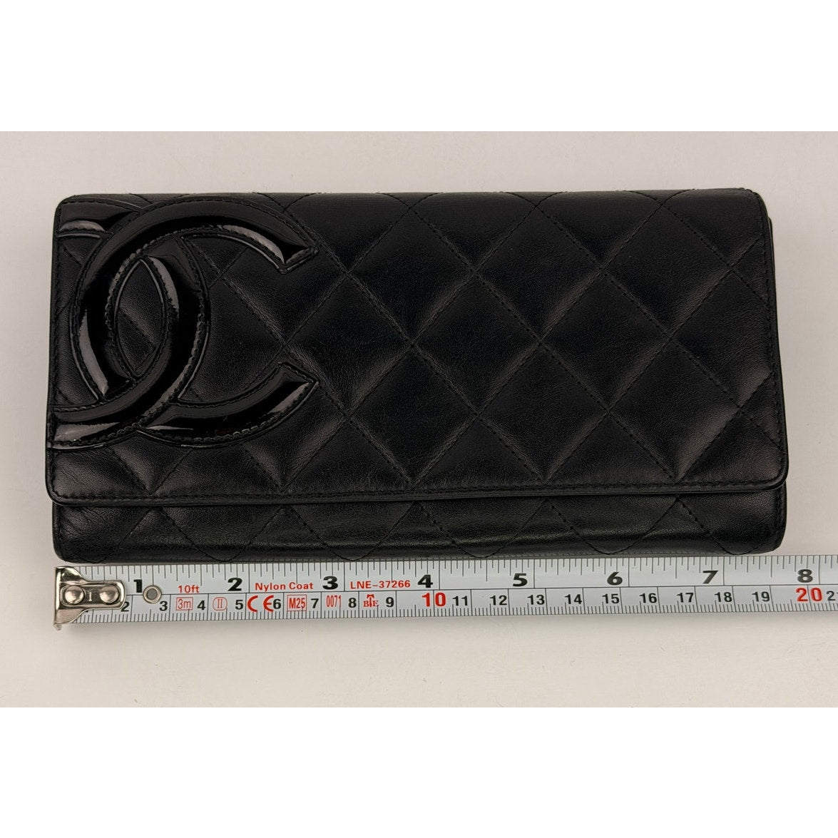 Calfskin Quilted Cambon Gusset Flap Wallet Black