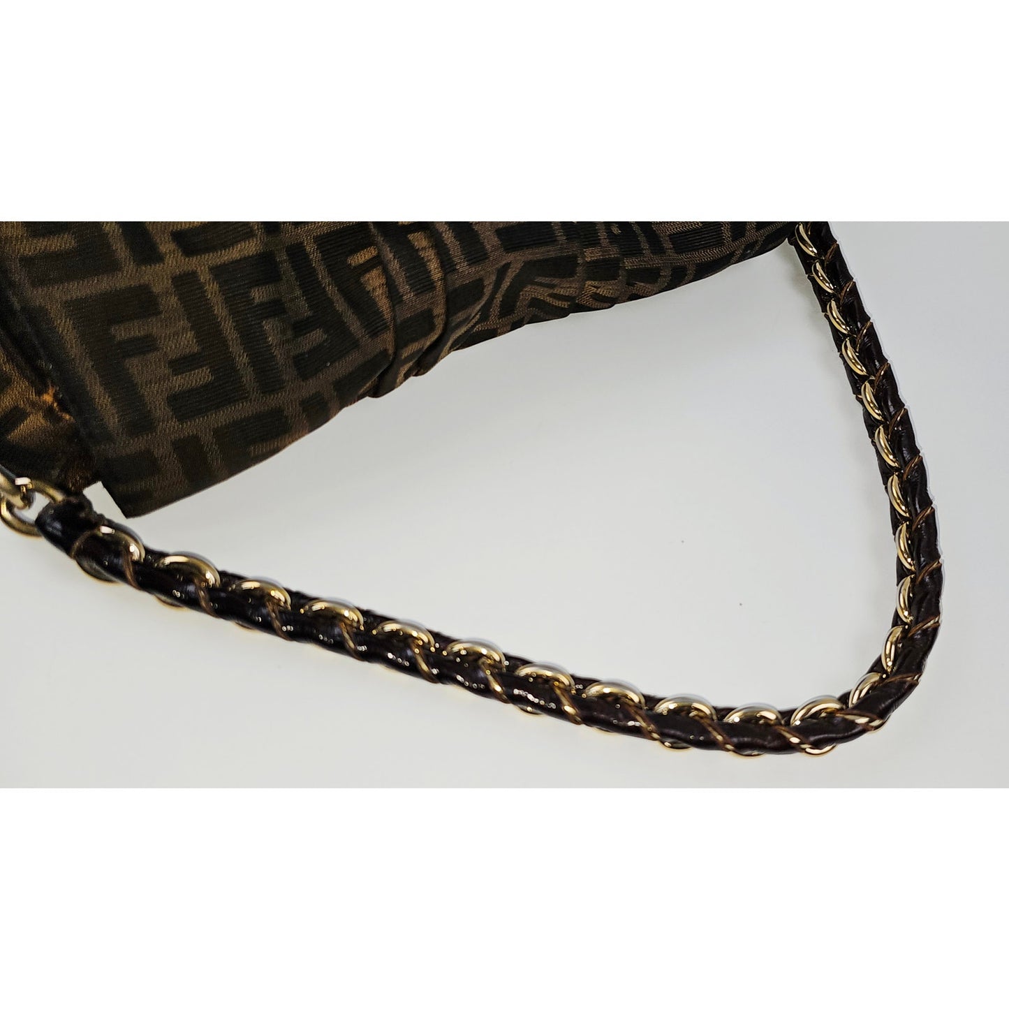Fendi Tobacco Zucca Print Canvas Mia Flap Shoulder Bag