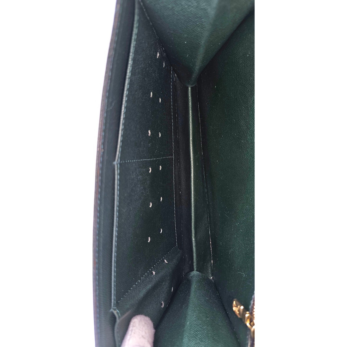 LOUIS VUITTON Pochette Clutch Bag Green Taiga Leather