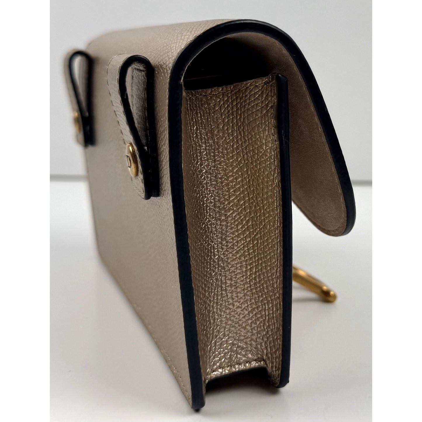 Christian Dior Metallic Grained Calfskin Saddle Belt Bag in gold
