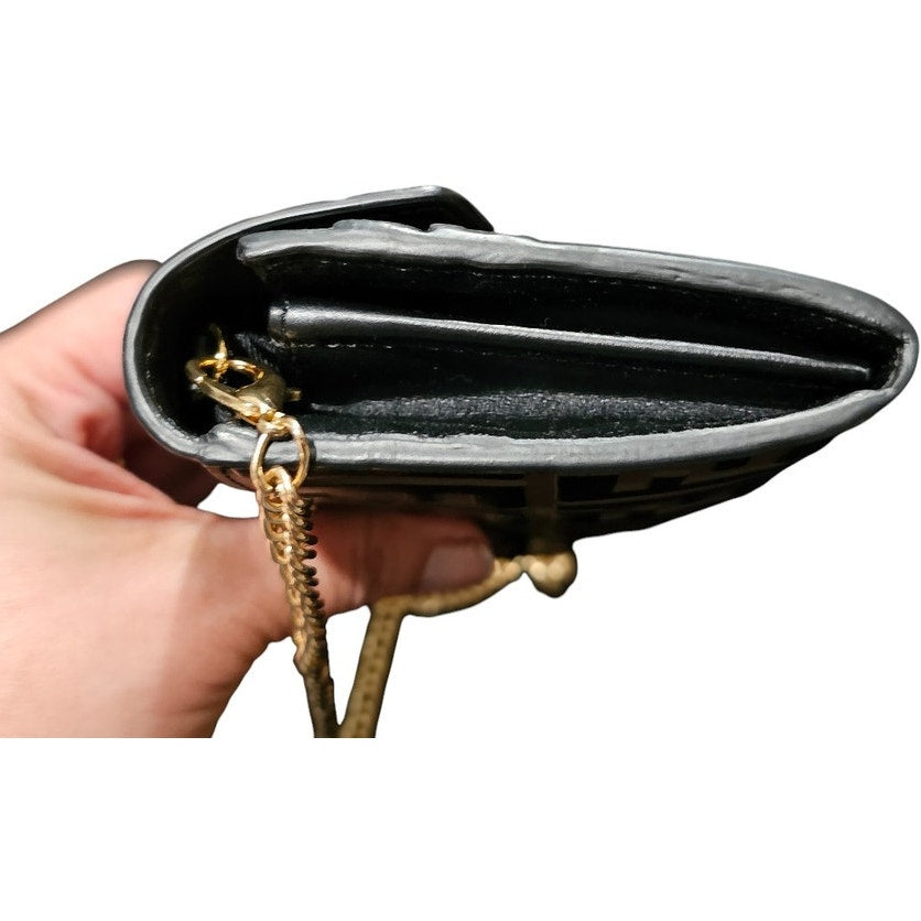 F is Fendi Continental Wallet on Chain Zucca Embossed Leather