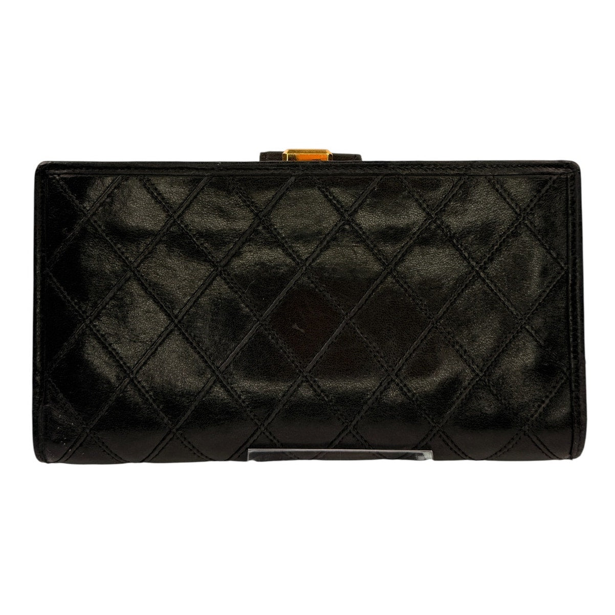 Chanel Black Quilted Lambskin Leather Long French Purse Wallet