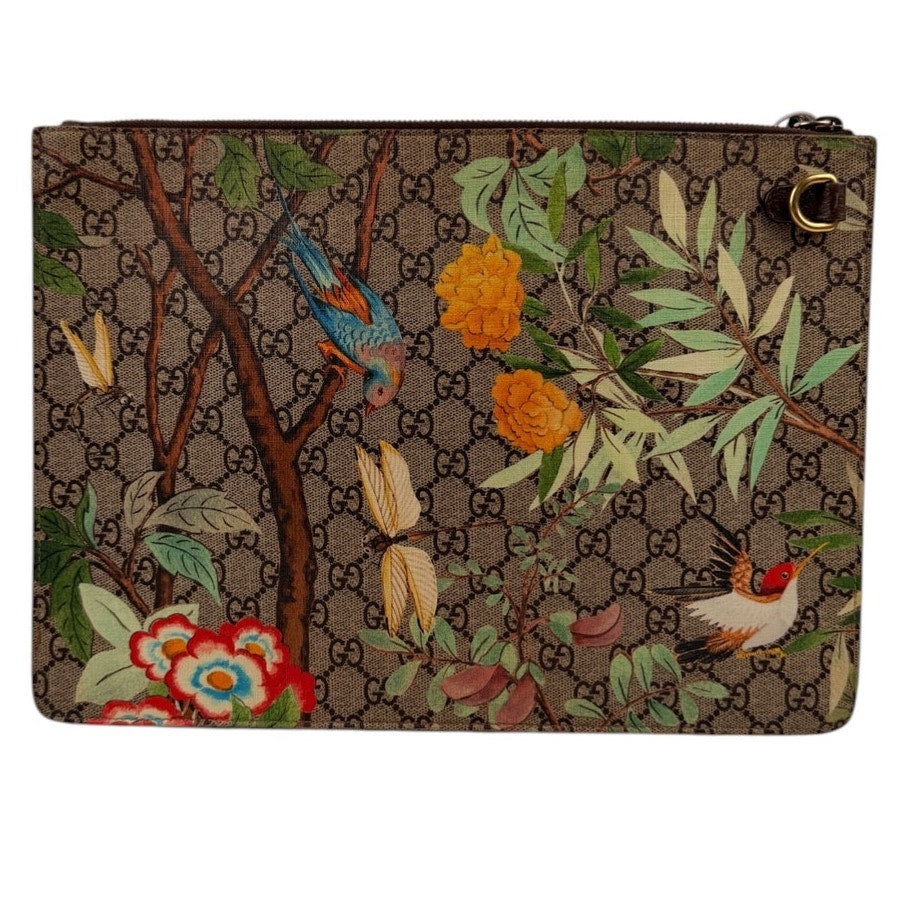 Gucci Multicolor Tian GG Supreme Canvas and Leather Clutch Bag