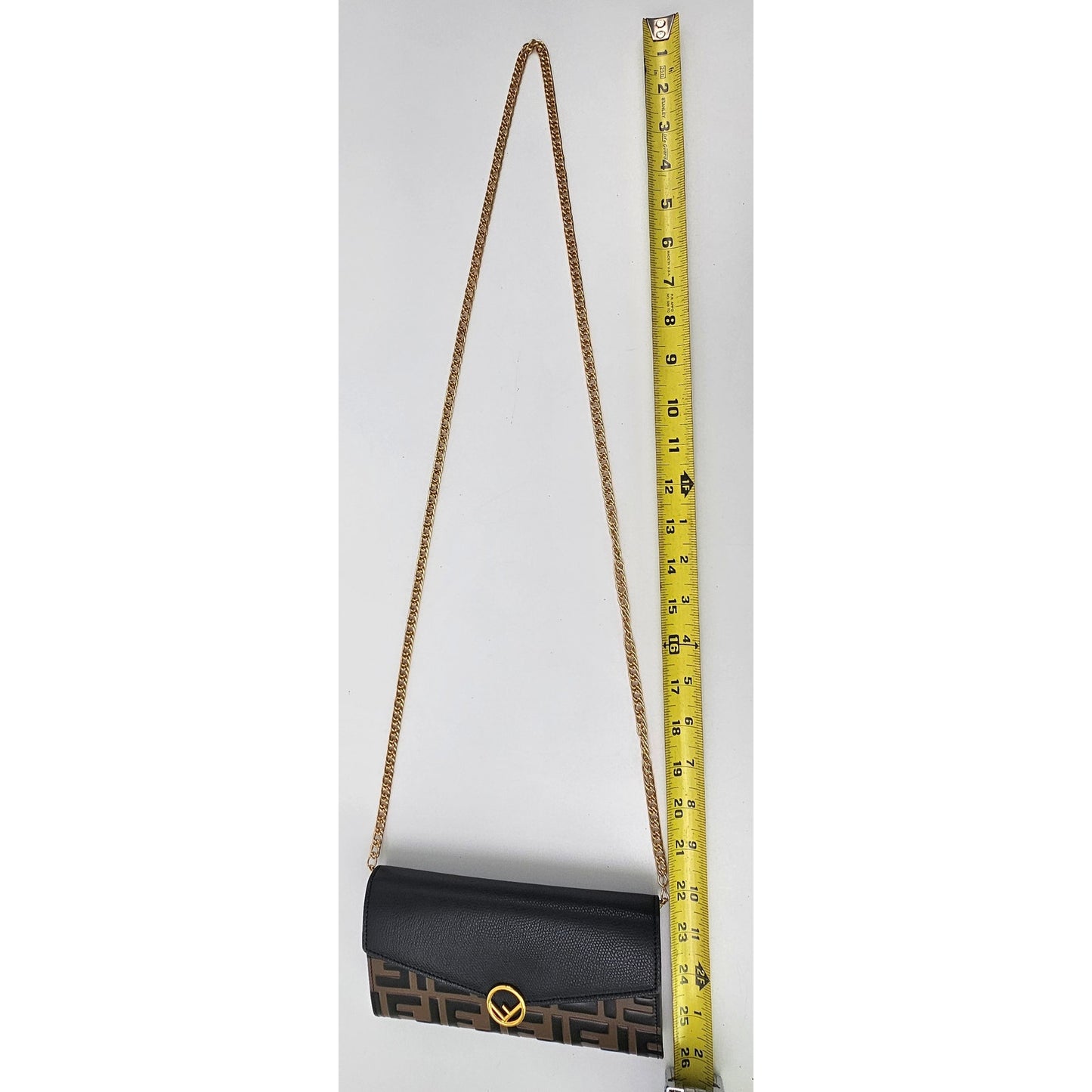 F is Fendi Continental Wallet on Chain Zucca Embossed Leather