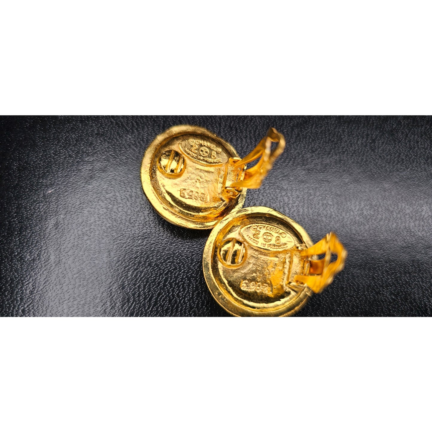 Chanel Collection 28 Turquoise Stone Gold Clip-On Earrings