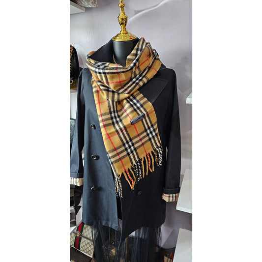BURBERRYs of London 100% Lambswool BEIGE Scarf Nova Check Vintage (2)