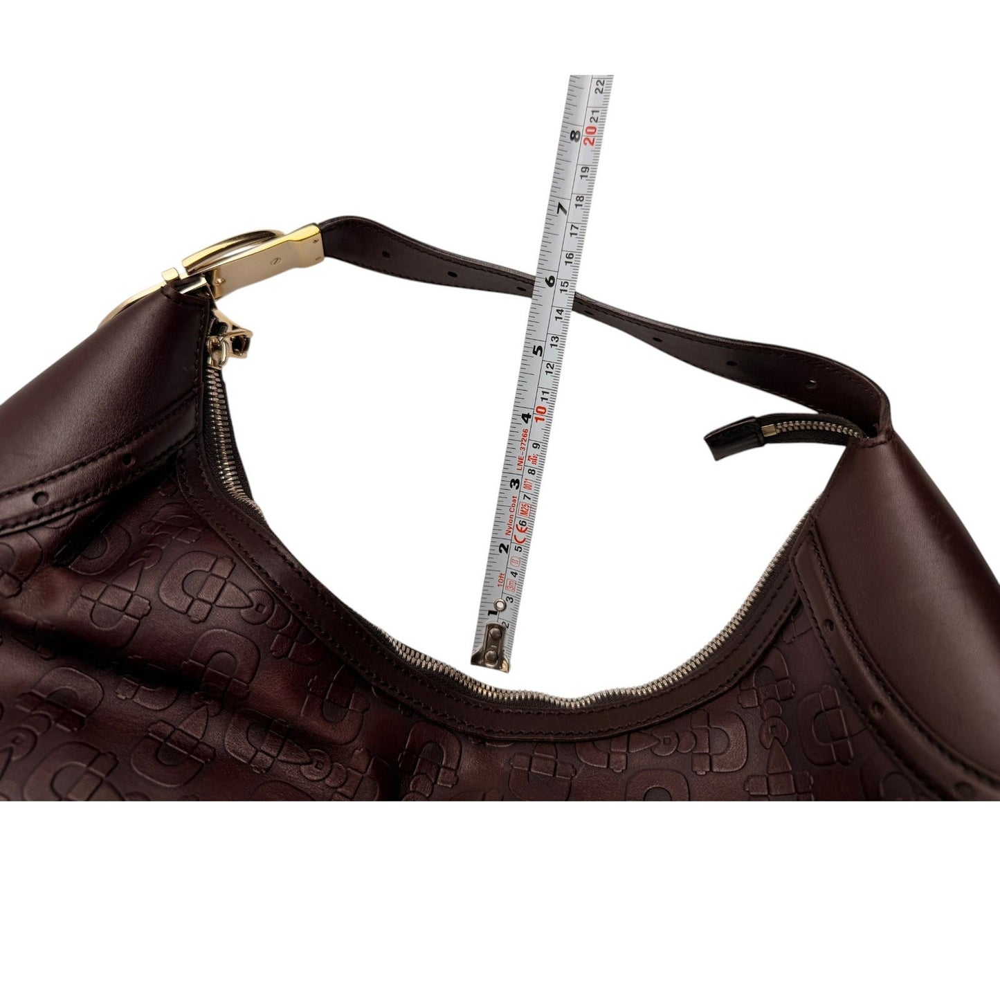 Gucci Horsebit embossed leather brown hobo bag