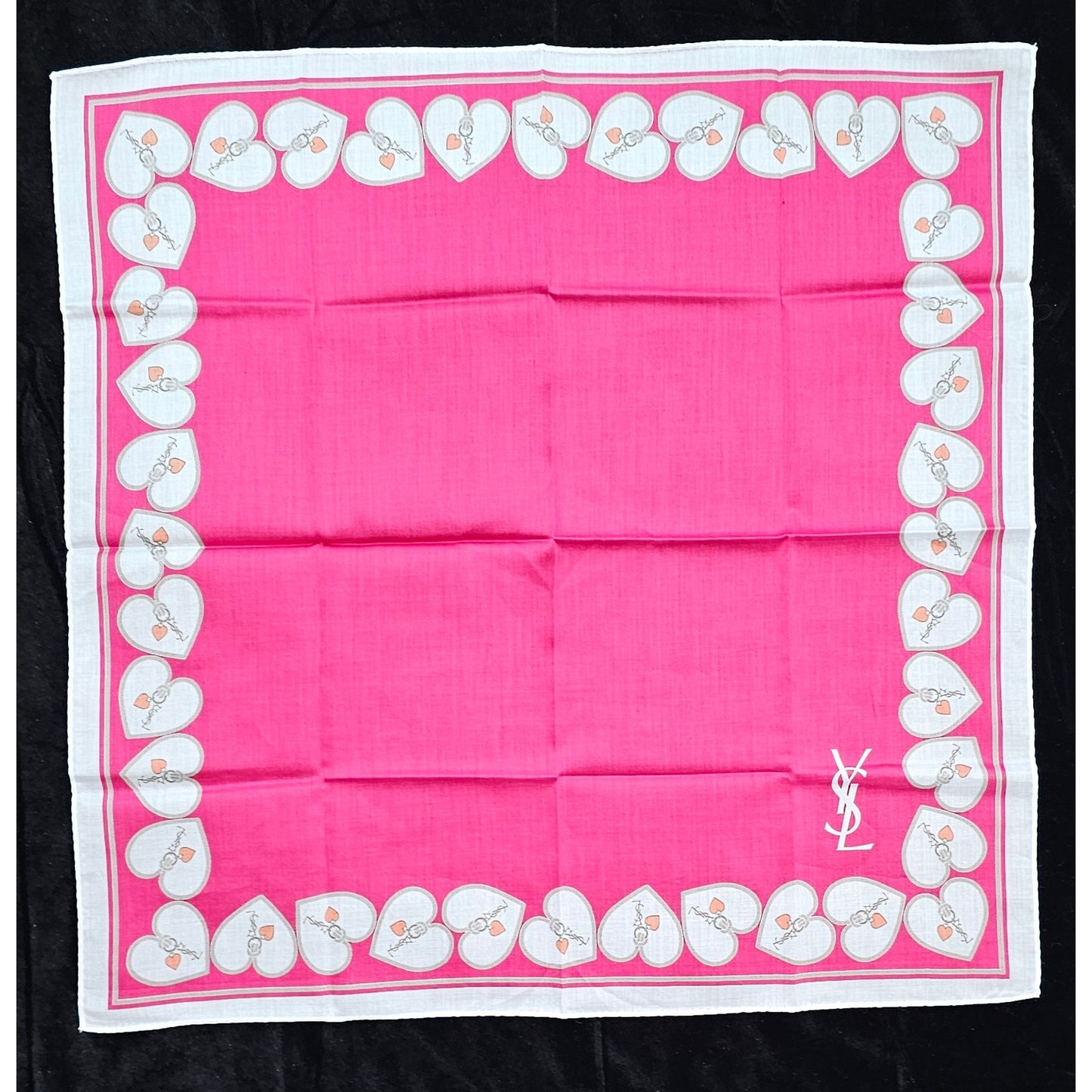 Yves Saint Laurent Silk Heart Design Handkerchief
