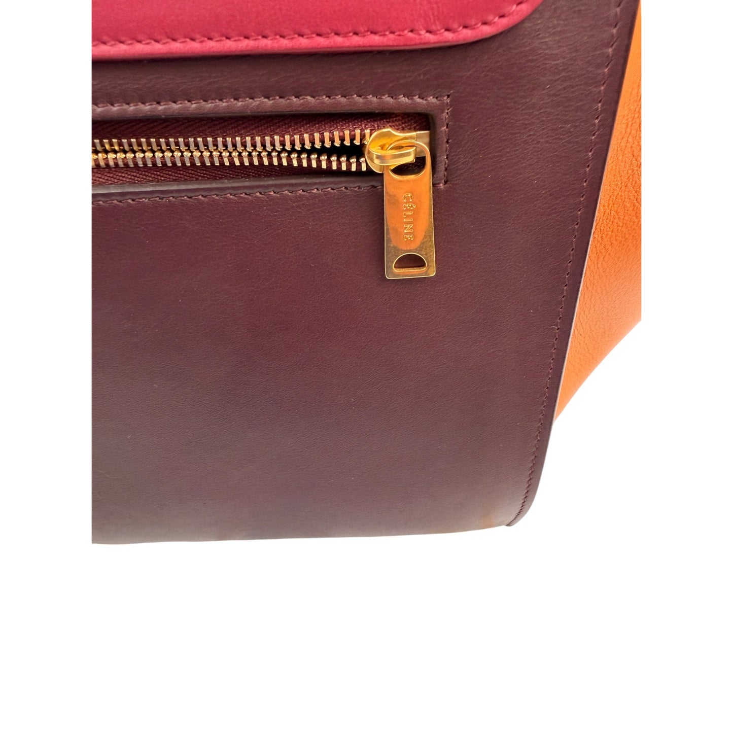 Celine Tri Color Leather Medium Trapeze Bag (orchid)