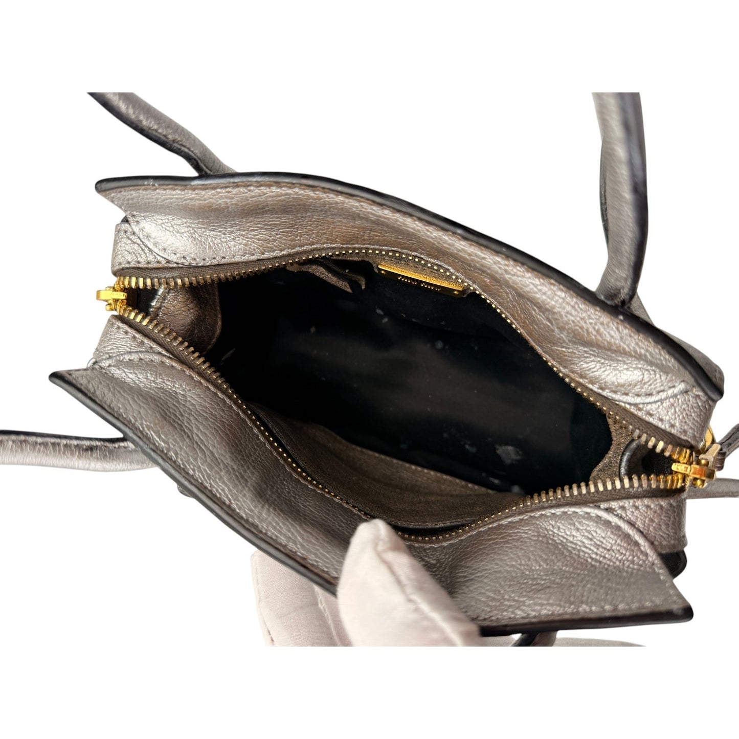 Miu Miu Silver Small Madras Bow-Embellished Tote