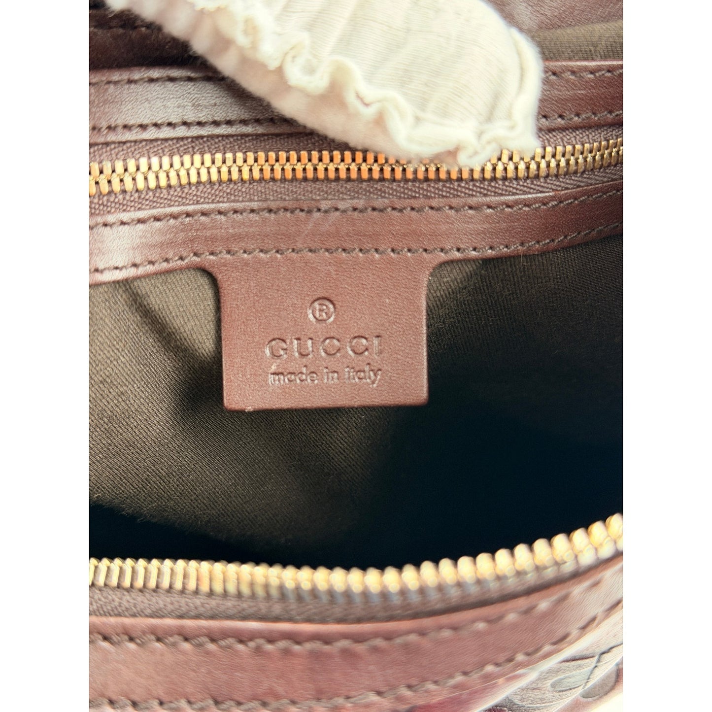 Gucci Horsebit embossed leather brown hobo bag