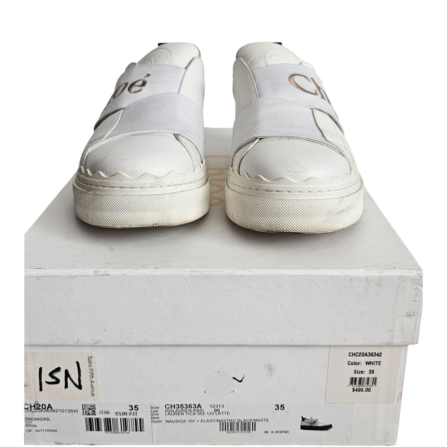 Chloé Lauren logo-strap leather slip-on sneaker Size 35