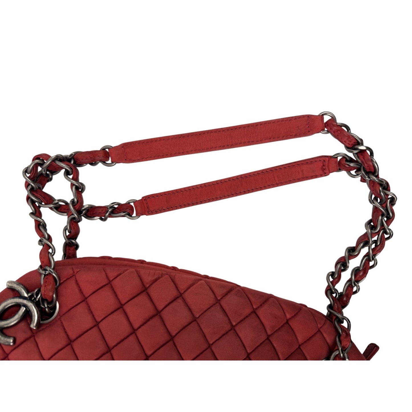Chanel Just Mademoiselle Large Bowling Bag in Pink Quilted Nubuck Leather