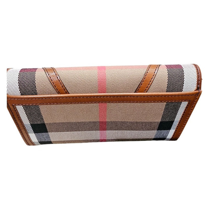 Burberry Brown/Beige House Check Fabric and Leather Leighton Continental Wallet